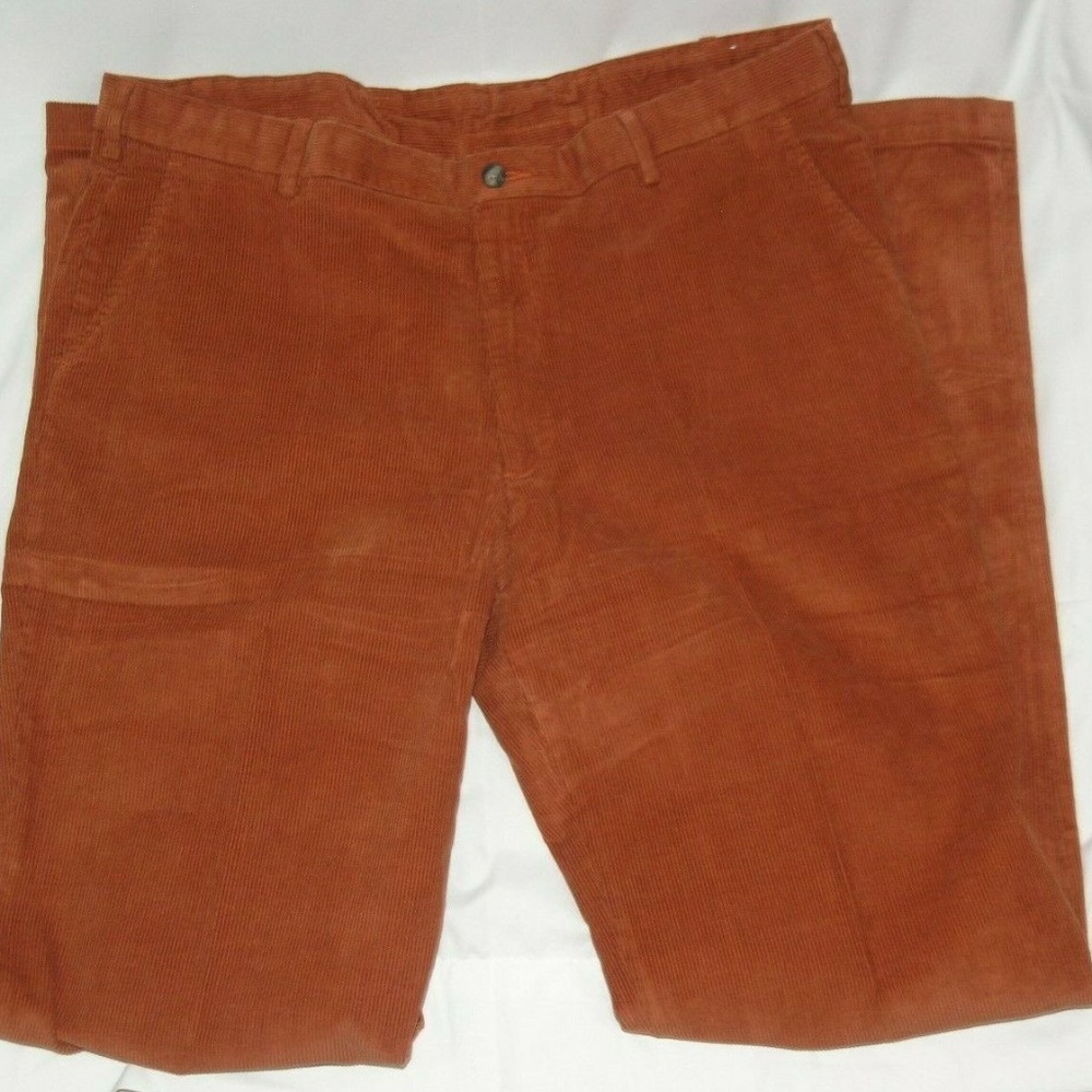 Tom James Orange Flat Front Corduroys Size 40 NWT